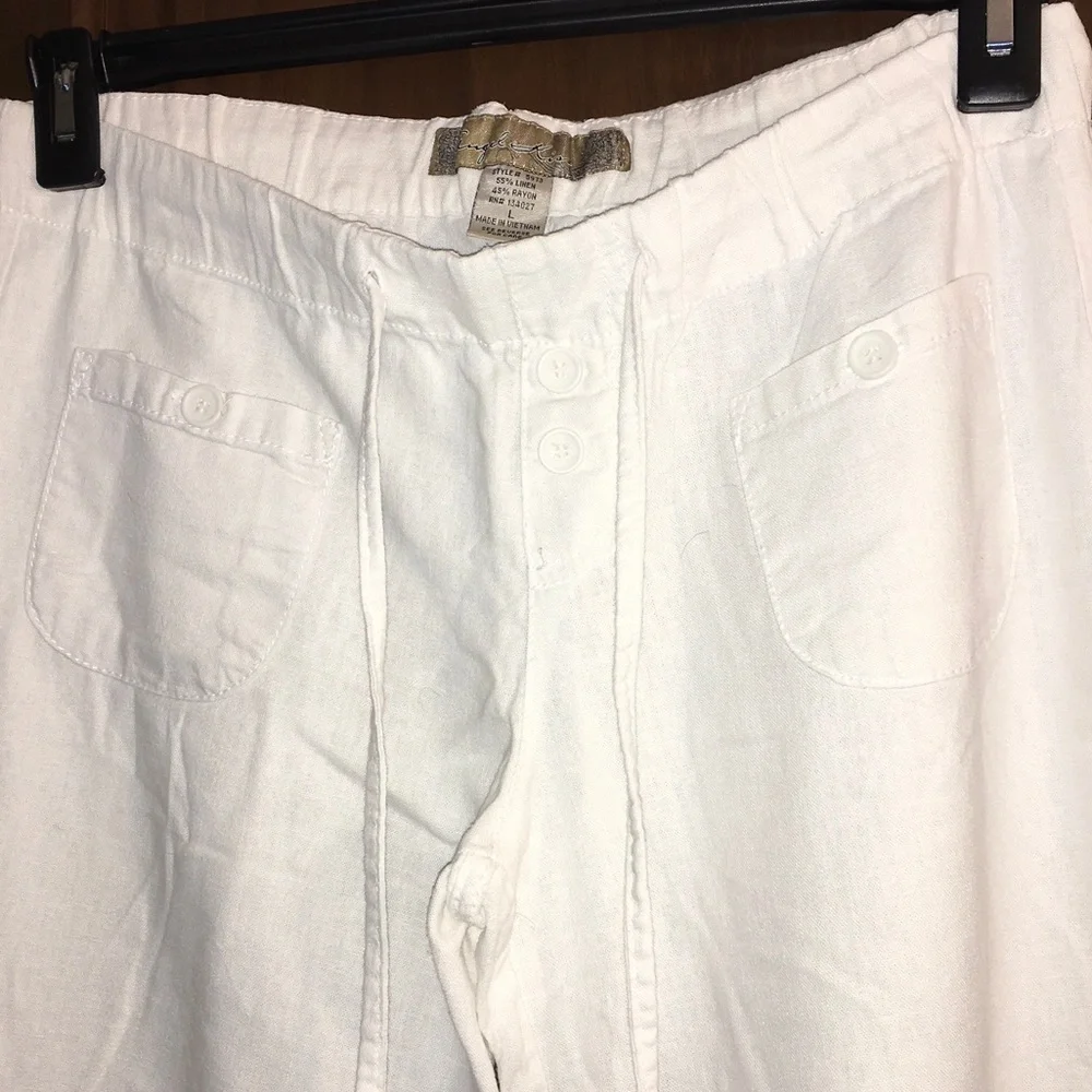 Angel Kiss White Men's Drawstring Chino Pants